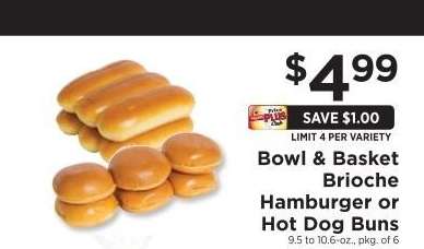Bowl & Basket Brioche Hamburger or Hot Dog Buns