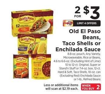 Old El Paso Beans, Taco Shells or Enchilada Sauce
