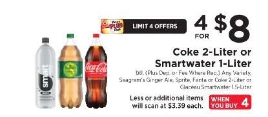 Coke 2-Liter or Smartwater 1-Liter