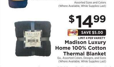 Madison Luxury Home 100% Cotton Thermal Blanket