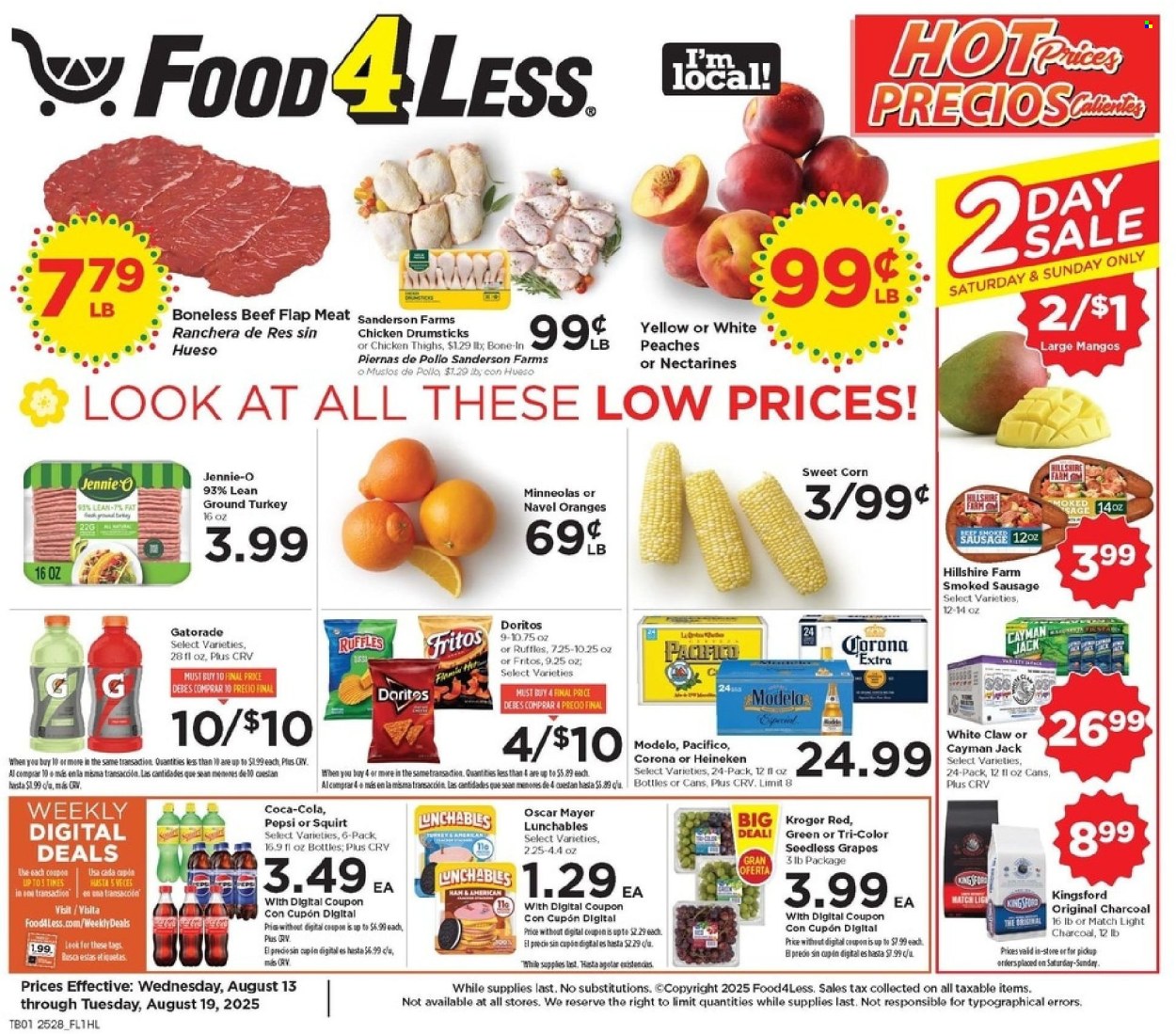 Food 4 Less ad - 08/13/2025 - 08/19/2025. Page 1