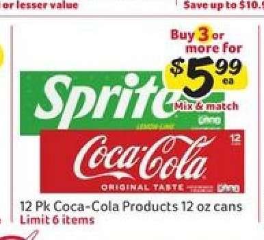12 Pk Coca-Cola Products 12 oz cans