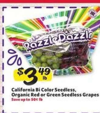 California Bi Color Seedless, Organic Red or Green Seedless Grapes