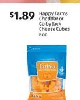 Happy Farms Cheddar or Colby Jack Cheese Cubes