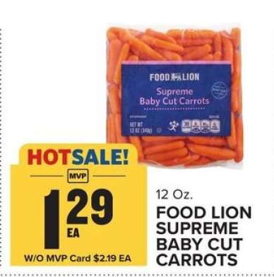 FOOD LION SUPREME BABY CUT CARROTS