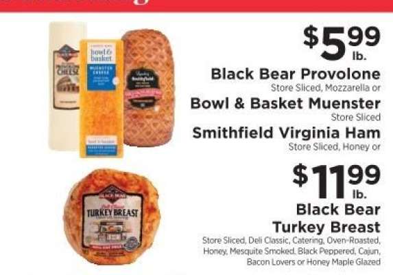 Black Bear Provolone, Bowl & Basket Muenster, Smithfield Virginia Ham
