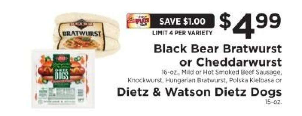 Black Bear Bratwurst or Cheddarwurst