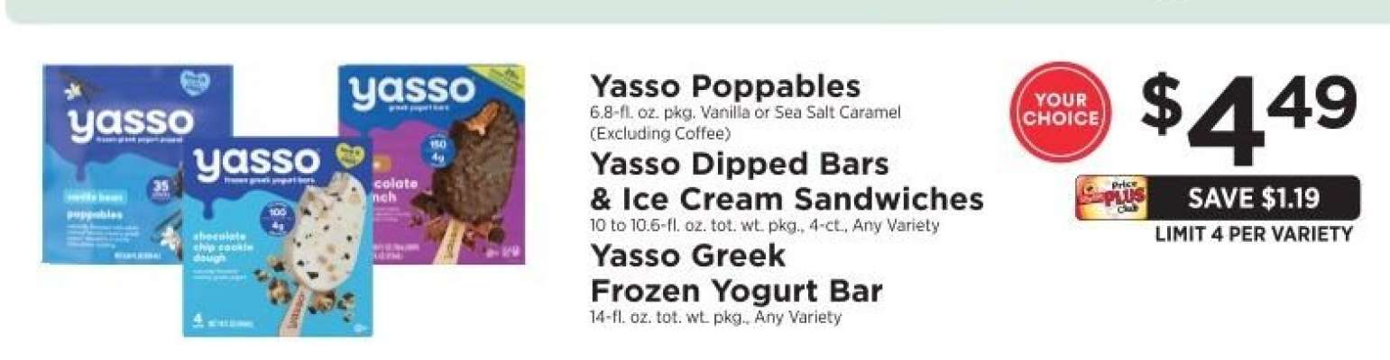 Yasso Poppables, Yasso Dipped Bars & Ice Cream Sandwiches, Yasso Greek Frozen Yogurt Bar
