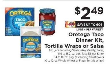 Ortega Taco Dinner Kit, Tortilla Wraps or Salsa