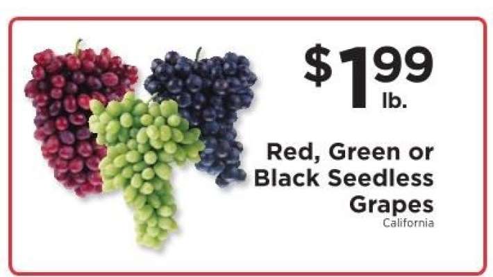 Red, Green or Black Seedless Grapes