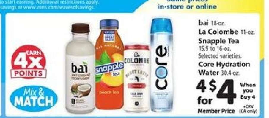 bai, La Colombe, Snapple Tea, Core Hydration Water