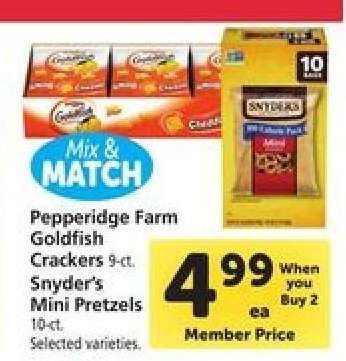 Pepperidge Farm Goldfish Crackers / Snyder's Mini Pretzels