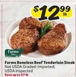 Farms Boneless Beef Tenderloin Steak