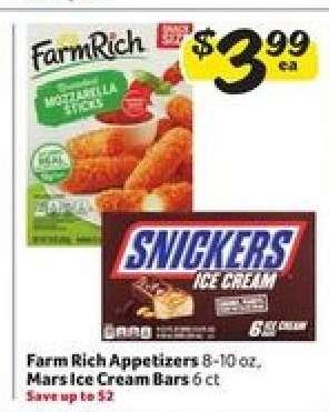 Farm Rich Appetizers, Mars Ice Cream Bars