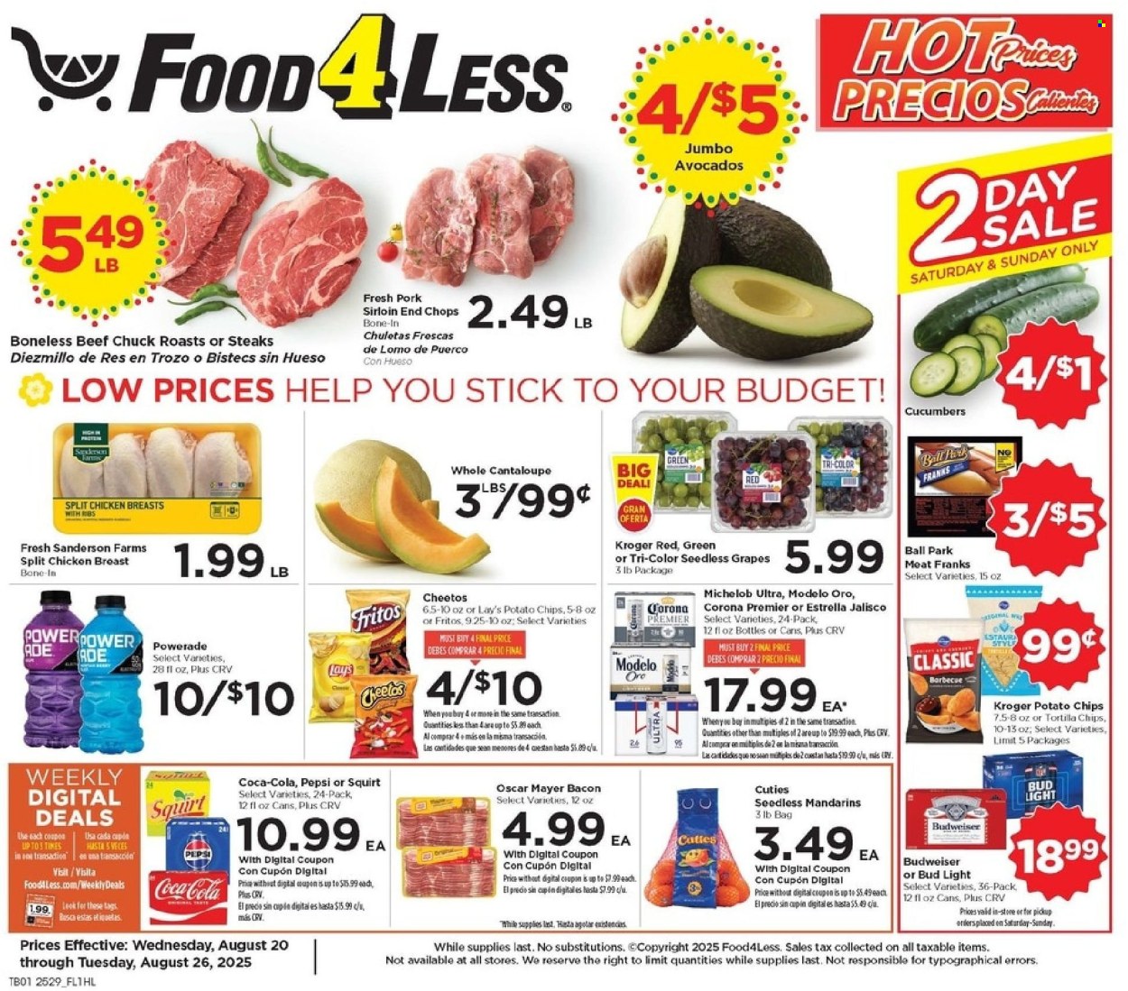 Food 4 Less ad - 08/20/2025 - 08/26/2025. Page 1