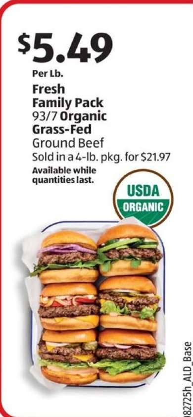 Fresh Family Pack 93/7 Organic Grass-Fed Ground Beef