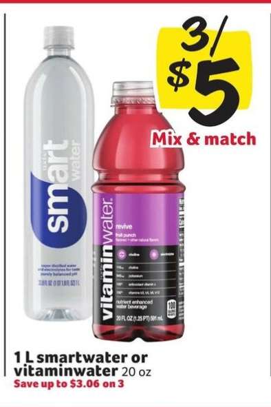 1 L smartwater or vitaminwater