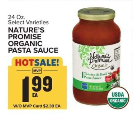NATURE'S PROMISE ORGANIC PASTA SAUCE