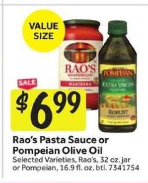 Rao's Pasta Sauce or Pompeian Olive Oil