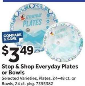 Stop & Shop Everyday Plates or Bowls