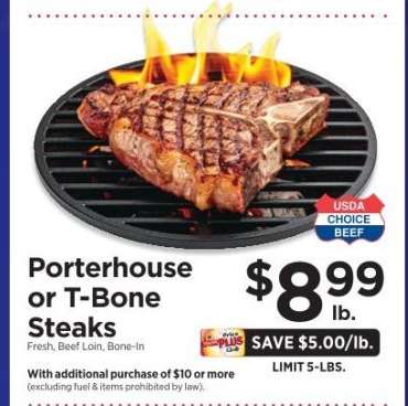 Porterhouse or T-Bone Steaks