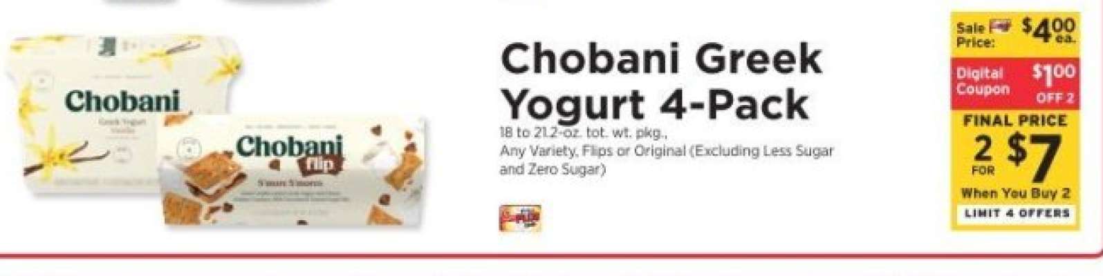 Chobani Greek Yogurt 4 Pack