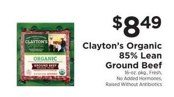Clayton's Organic 85% Lean Ground Beef