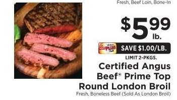 Certified Angus Beef Prime Top Round London Broil