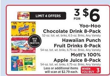 Yoo-Hoo Chocolate Drink 8-Pack / Hawaiian Punch Fruit Drinks 8-Pack / Mott’s 100% Apple Juice 8-Pack