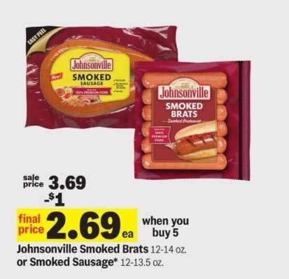 Johnsonville Smoked Brats or Smoked Sausage