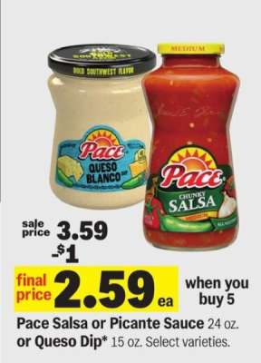 Pace Salsa or Picante Sauce or Queso Dip