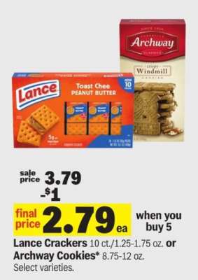 Lance Crackers or Archway Cookies