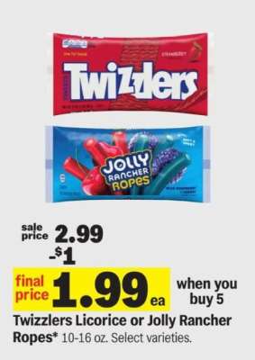 Twizzlers Licorice or Jolly Rancher Ropes