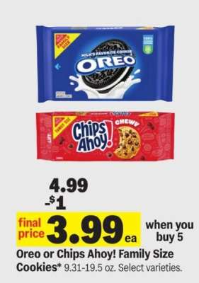 Oreo or Chips Ahoy Family Size Cookies