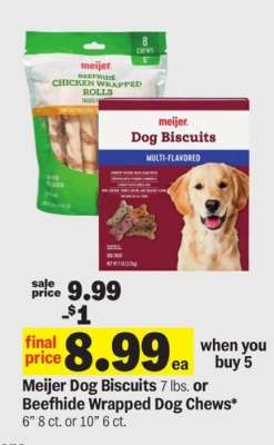 Meijer Dog Biscuits or Beefhide Wrapped Dog Chews
