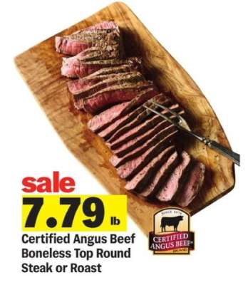 Certified Angus Beef Boneless Top Round Steak or Roast