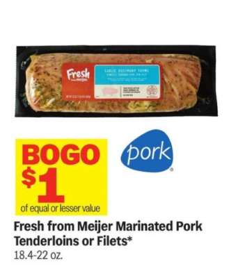 Fresh from Meijer Marinated Pork Tenderloins or Filets
