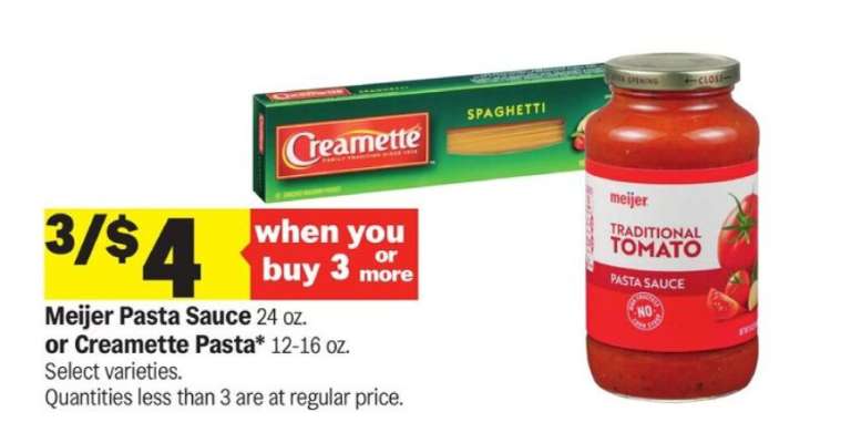 Meijer Pasta Sauce or Creamette Pasta