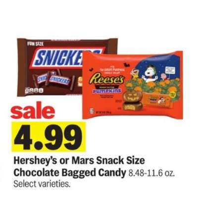 Hershey’s or Mars Snack Size Chocolate Bagged Candy