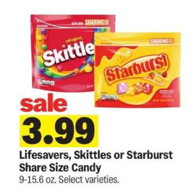 Lifesavers, Skittles or Starburst Share Size Candy