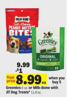 Greenies or Milk-Bone with Jif Dog Treats