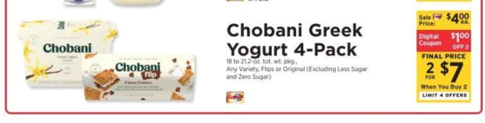 Chobani Greek Yogurt 4 Pack