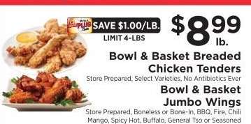 Bowl & Basket Breaded Chicken Tenders / Bowl & Basket Jumbo Wings