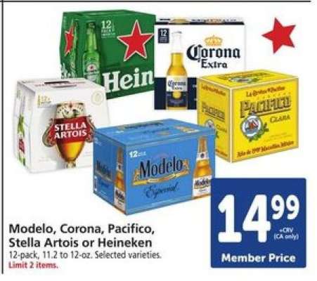 Modelo, Corona, Pacifico, Stella Artois or Heineken