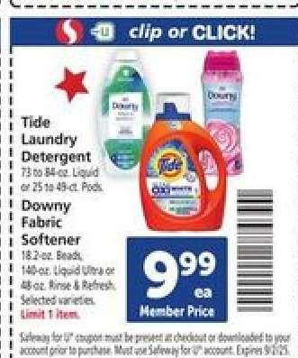 Tide Laundry Detergent / Downy Fabric Softener