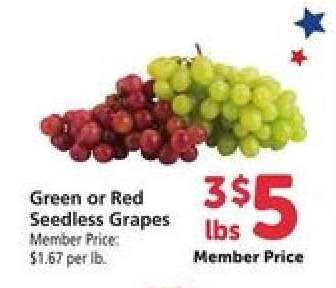 Green or Red Seedless Grapes