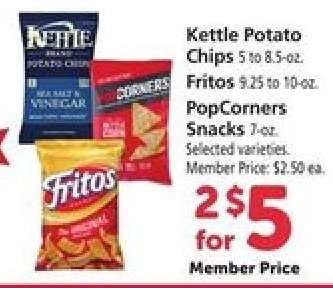 Kettle Potato Chips, Fritos, PopCorners Snacks
