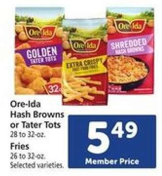 Ore-Ida Hash Browns or Tater Tots