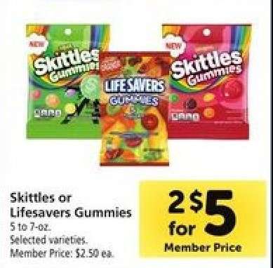 Skittles or Lifesavers Gummies