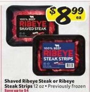 Shaved Ribeye Steak or Ribeye Steak Strips